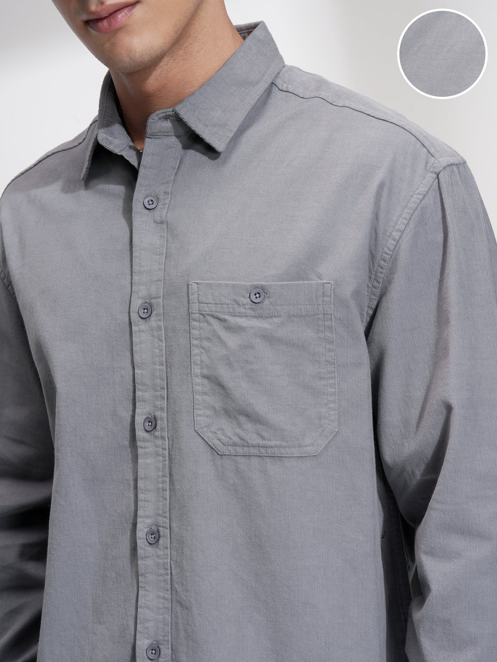 Highlander Men Grey Solid Relaxed Fit Casual Shirt - Grey - Image 5