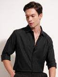 Highlander Men Black Self Design Slim Fit Casual Shirt - Black - Image 1
