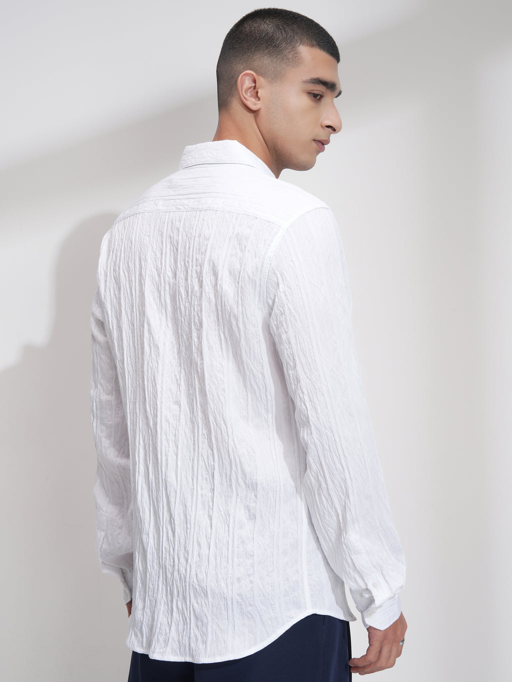 Highlander Men White Striped Slim Fit Casual Shirt - White - Image 3