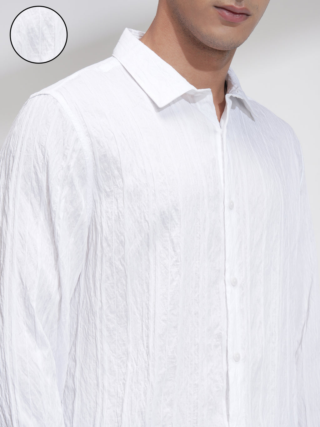 Highlander Men White Striped Slim Fit Casual Shirt - White - Image 5