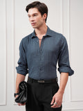 Highlander Men Teal Textured Slim Fit Casual Shirt - Teal - Image 1