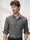 Highlander Men Olive Self Design Slim Fit Casual Shirt - Olive - Image 1