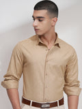 Highlander Men Beige Self Design Slim Fit Casual Shirt - Beige - Image 1