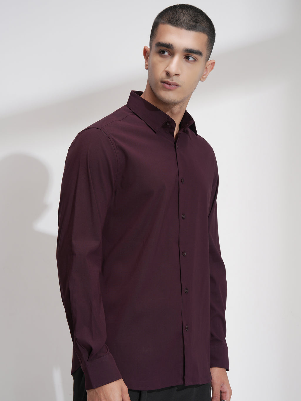 Highlander Men Burgundy Solid Slim Fit Casual Shirt - Burgundy - Image 6