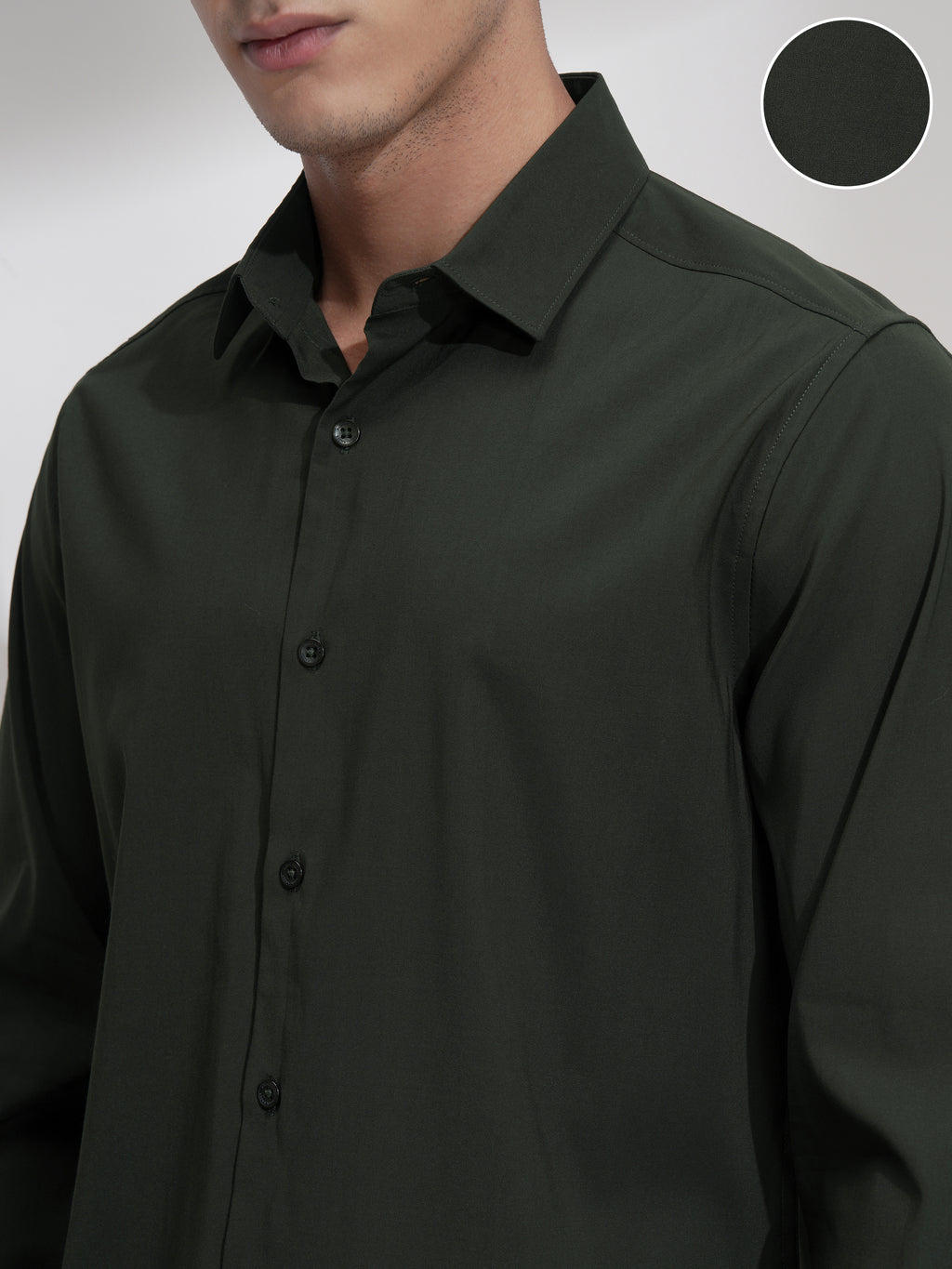 Highlander Men Green Solid Slim Fit Casual Shirt - Green - Image 5