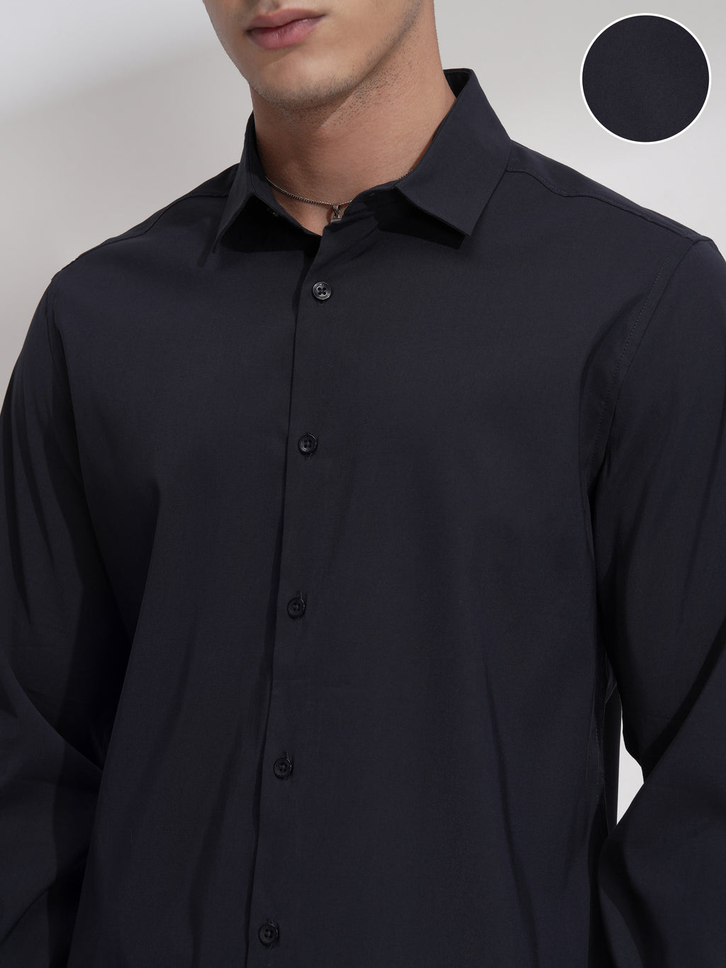 Highlander Men Black Solid Slim Fit Casual Shirt - Navy Blue - Image 5
