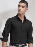 Highlander Men Black Solid Slim Fit Casual Shirt - Black - Image 1