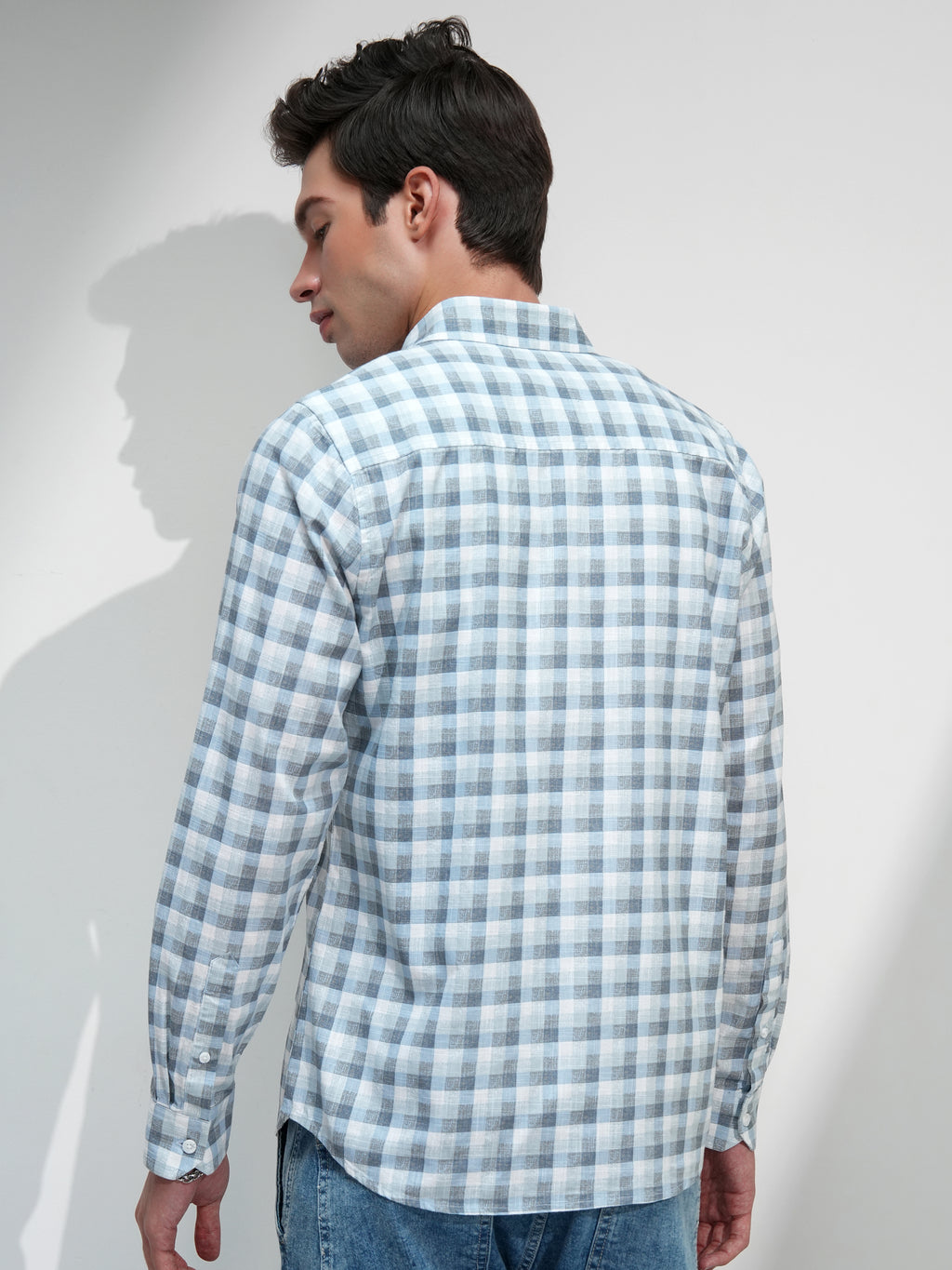 Highlander Men White Checked Slim Fit Casual Shirt - White - Image 3
