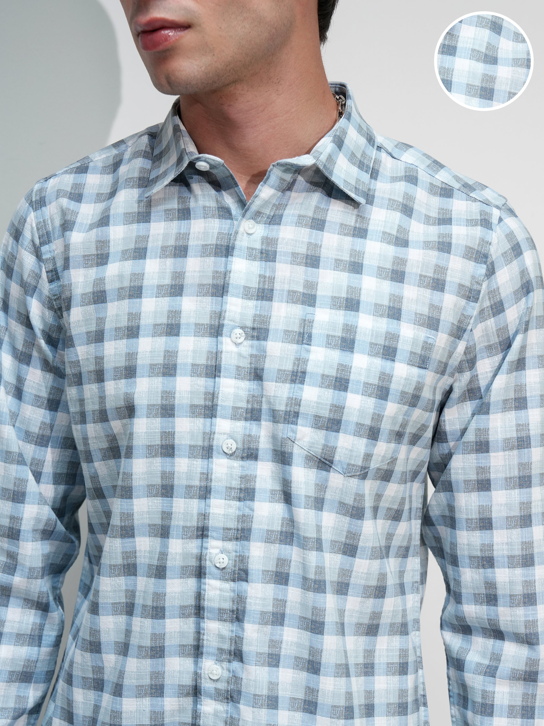 Highlander Men White Checked Slim Fit Casual Shirt - White - Image 5
