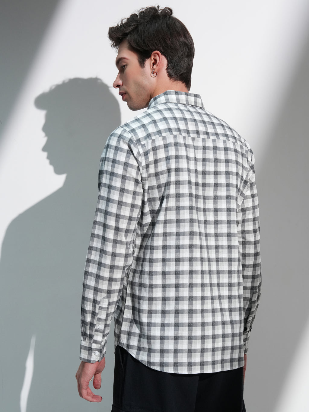 Highlander Men White Checked Slim Fit Casual Shirt - White - Image 3