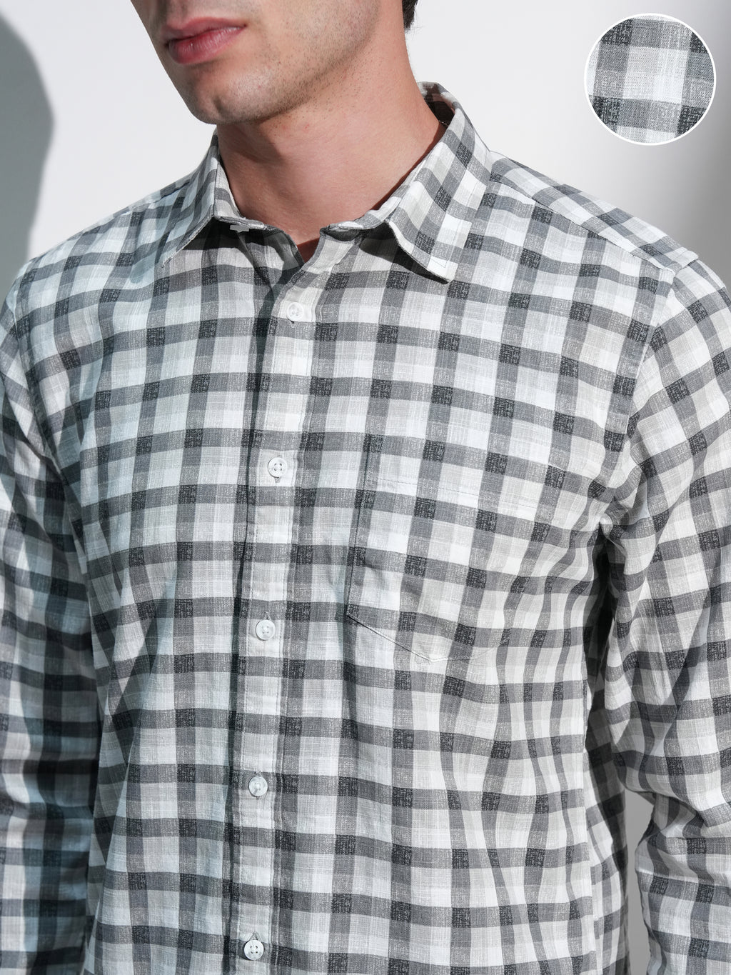 Highlander Men White Checked Slim Fit Casual Shirt - White - Image 5