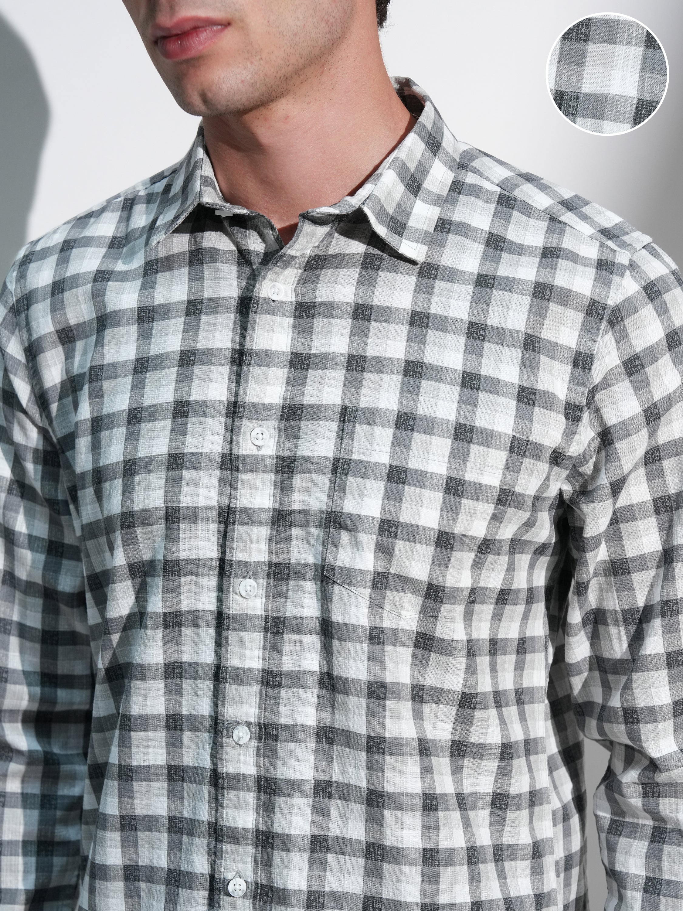Highlander Men White Checked Slim Fit Casual Shirt - White - Image 5