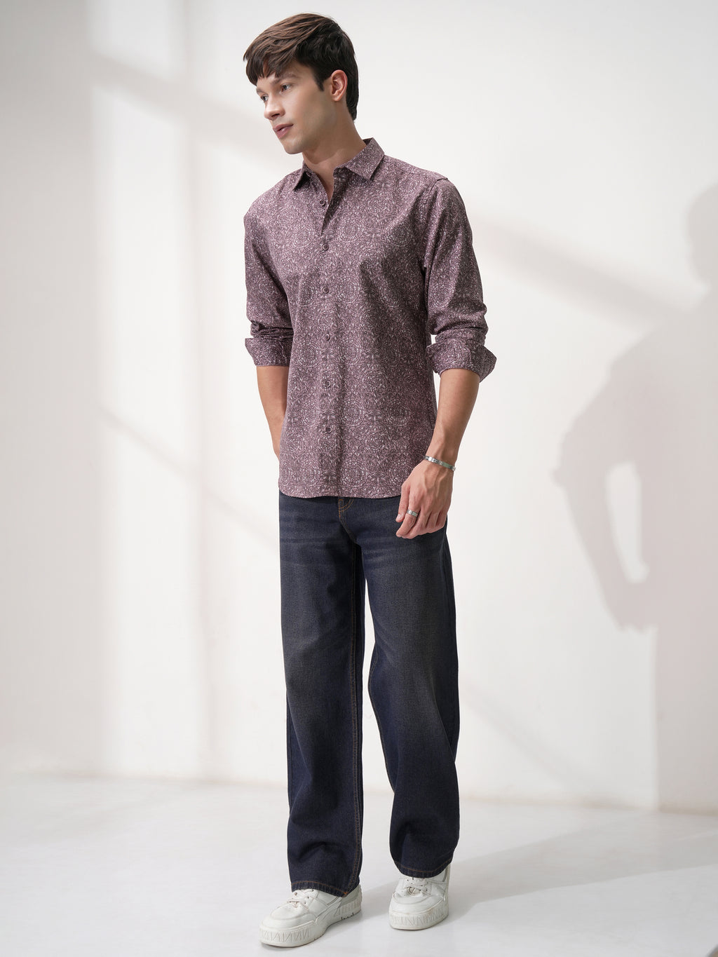 Highlander Men Purple Printed Slim Fit Casual Shirt - Purple - Image 2