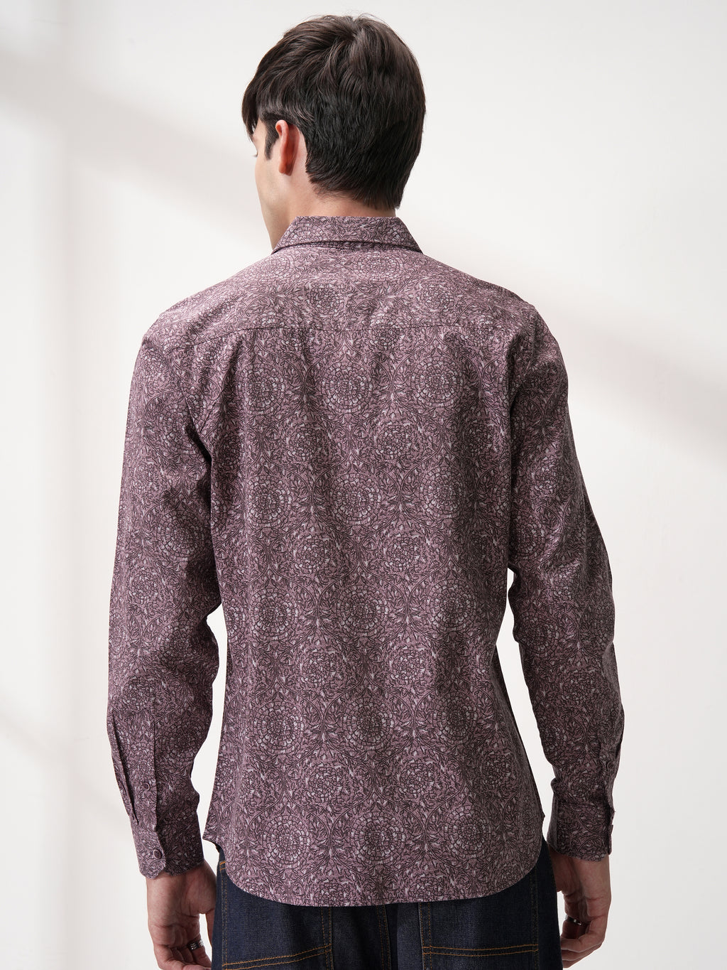 Highlander Men Purple Printed Slim Fit Casual Shirt - Purple - Image 3