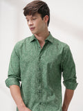 Highlander Men Green Printed Slim Fit Casual Shirt - Green - Image 1