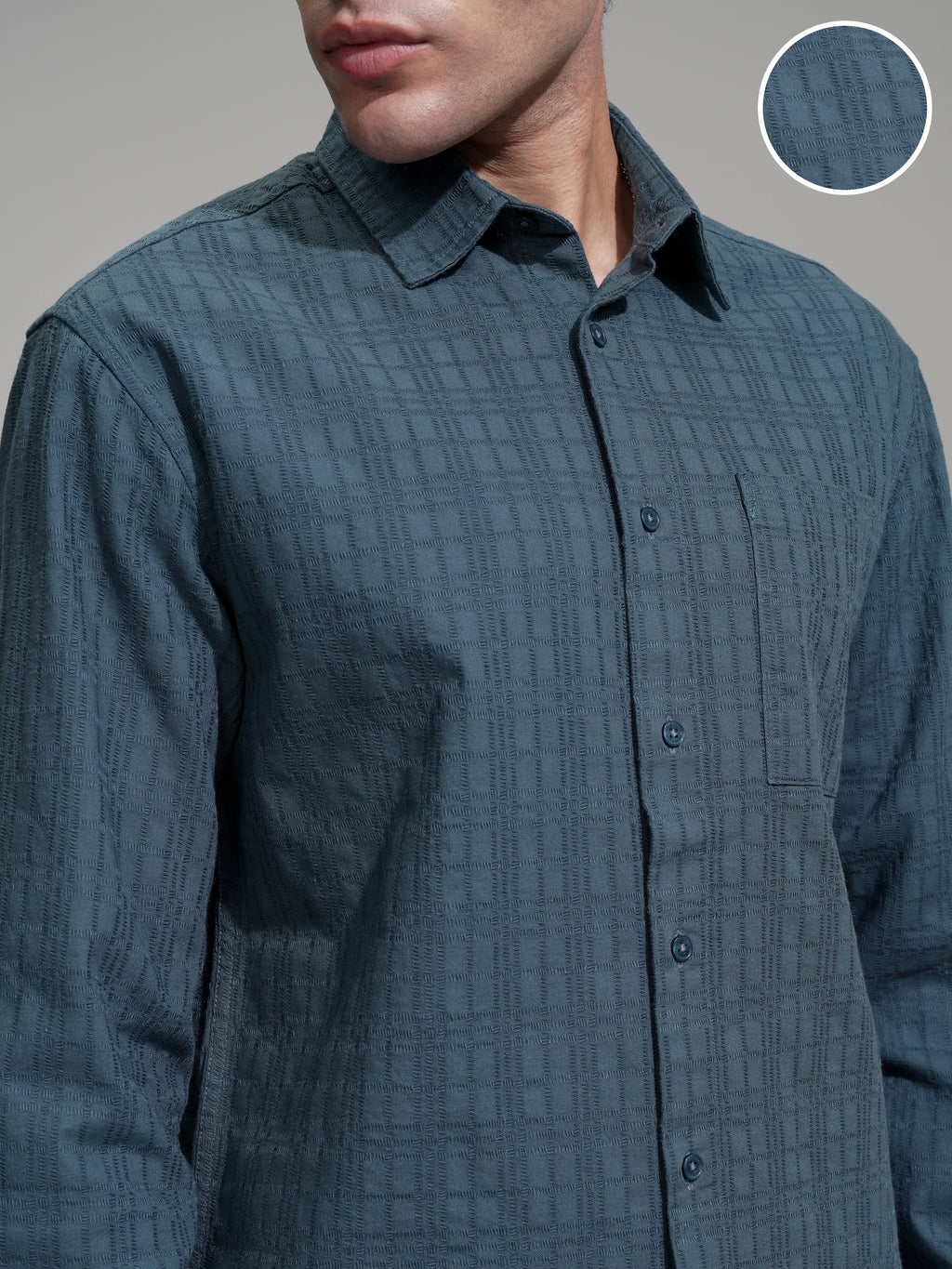 Highlander Men Blue Checked Relaxed Fit Casual Shirt - Blue - Image 5