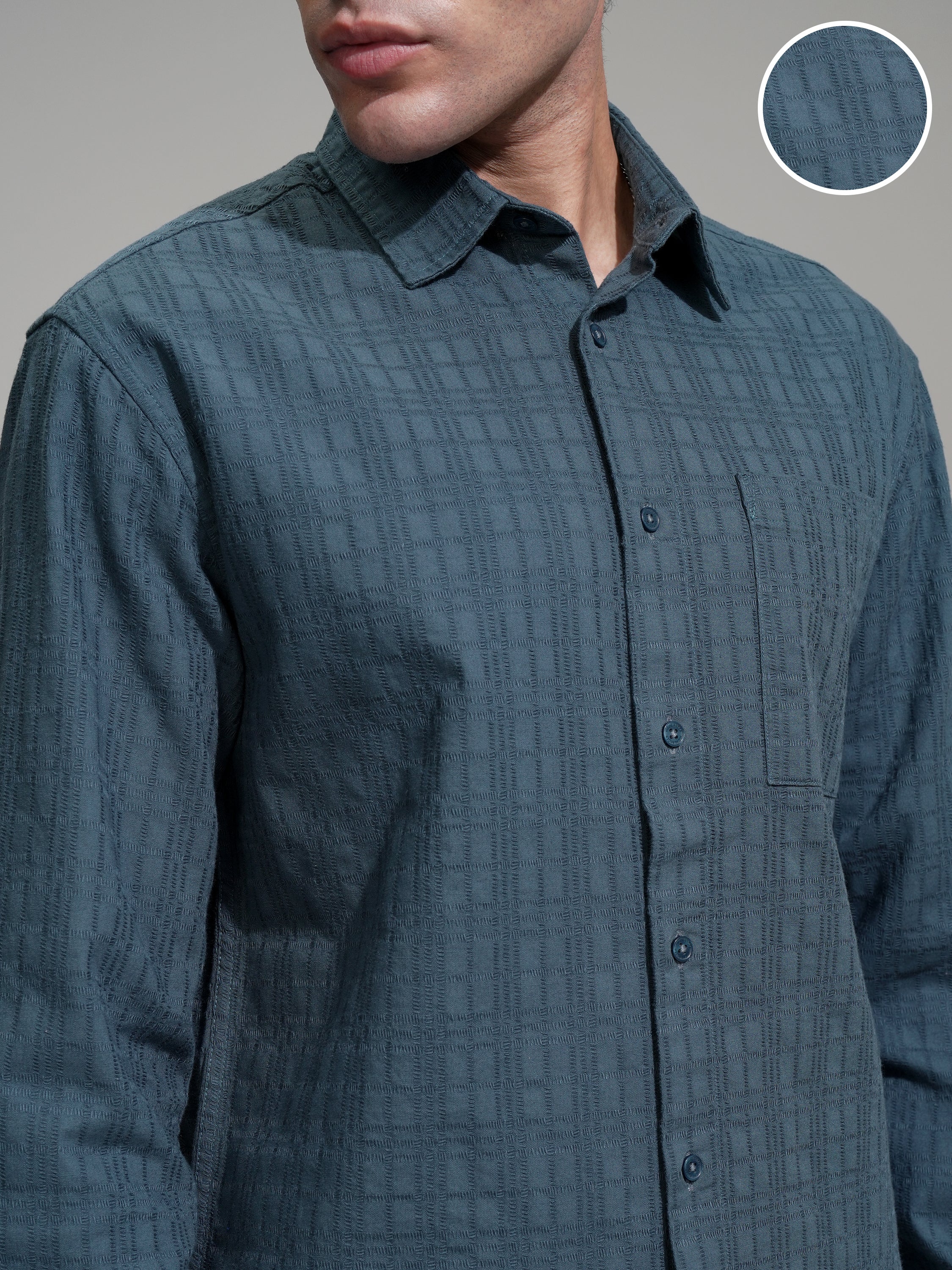 Highlander Men Blue Checked Relaxed Fit Casual Shirt - Blue - Image 5