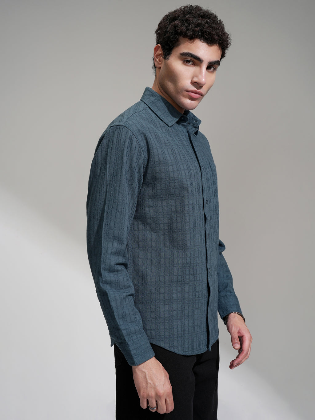 Highlander Men Blue Checked Relaxed Fit Casual Shirt - Blue - Image 6