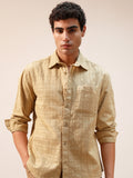 Highlander Men Beige Self Design Relaxed Fit Casual Shirt - Beige - Image 1