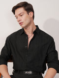 Highlander Men Black Striped Relaxed Fit Casual Shirt - Black - Image 1