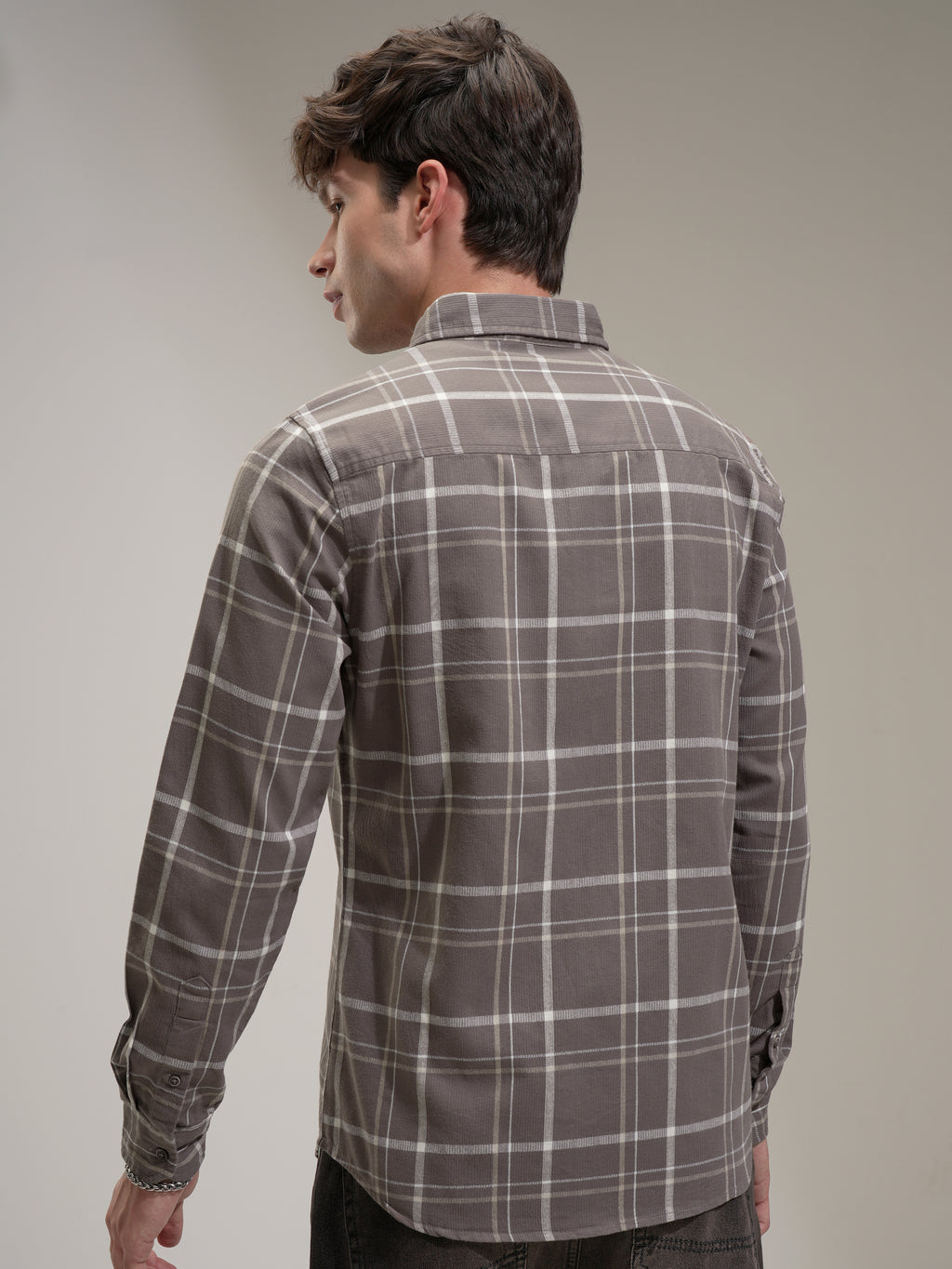 Highlander Men Brown Checked Slim Fit Casual Shirt - Brown - Image 3