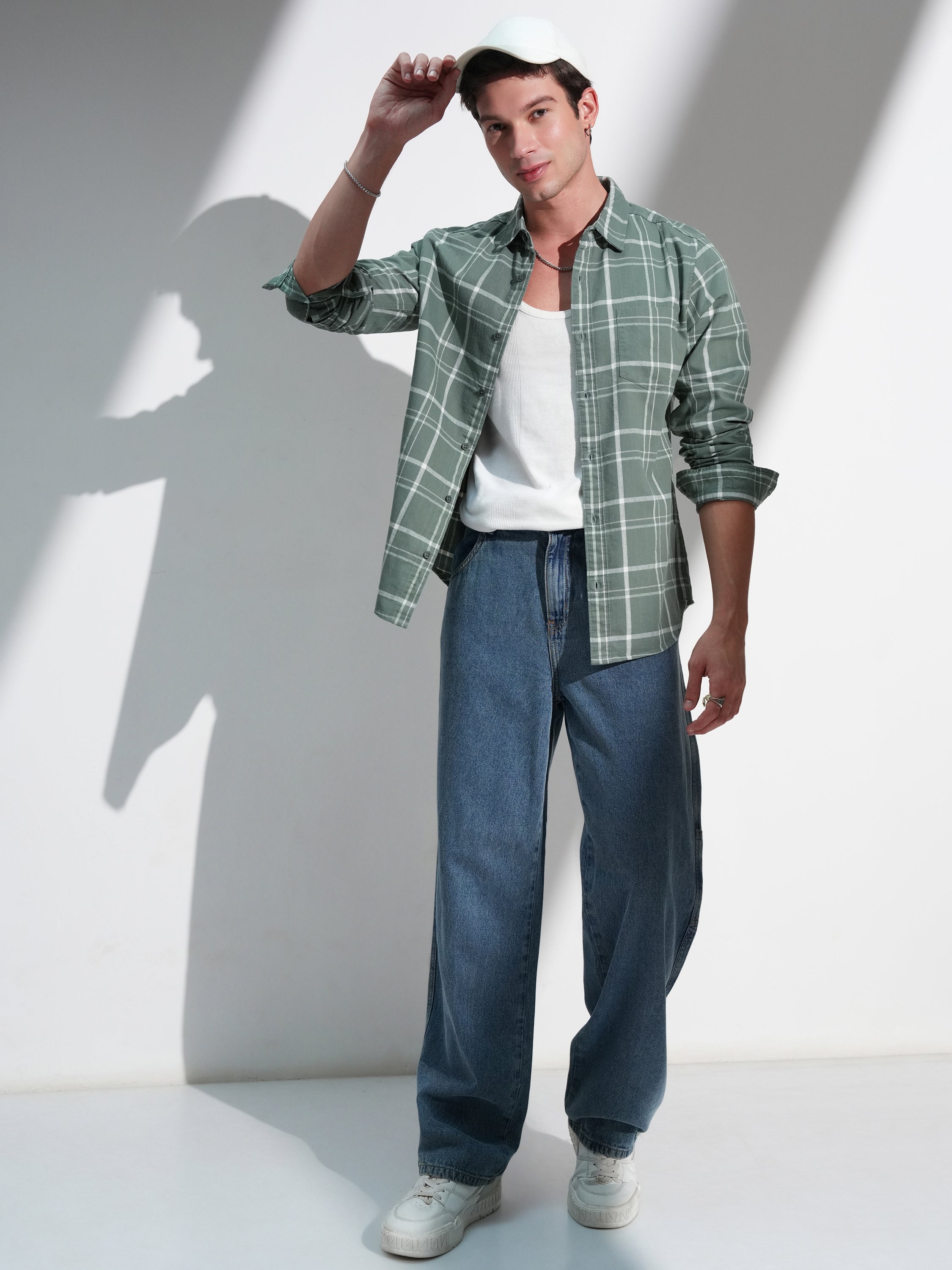 Highlander Men Green Checked Slim Fit Casual Shirt - Green - Image 2