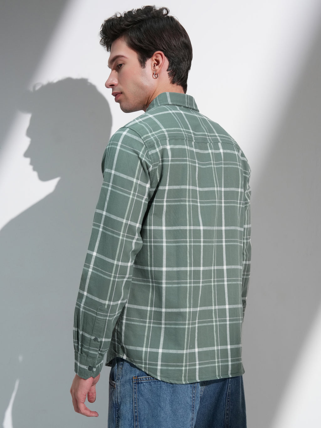 Highlander Men Green Checked Slim Fit Casual Shirt - Green - Image 3