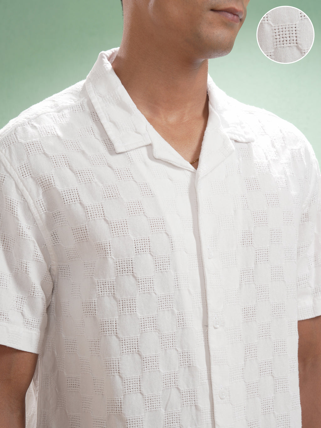 Highlander Men White Self Design Relaxed Fit Casual Shirt - White - Image 5