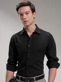 Highlander Men Black Self Design Slim Fit Casual Shirt - Black - Image 1