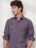 Highlander Men Purple Self Design Slim Fit Casual Shirt - Purple - Image 1