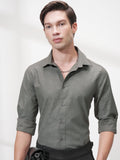 Highlander Men Grey Self Design Slim Fit Casual Shirt - Grey - Image 1