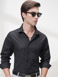 Highlander Men Black Self Design Slim Fit Casual Shirt - Black - Image 1
