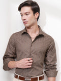 Highlander Men Brown Self Design Slim Fit Casual Shirt - Brown - Image 1