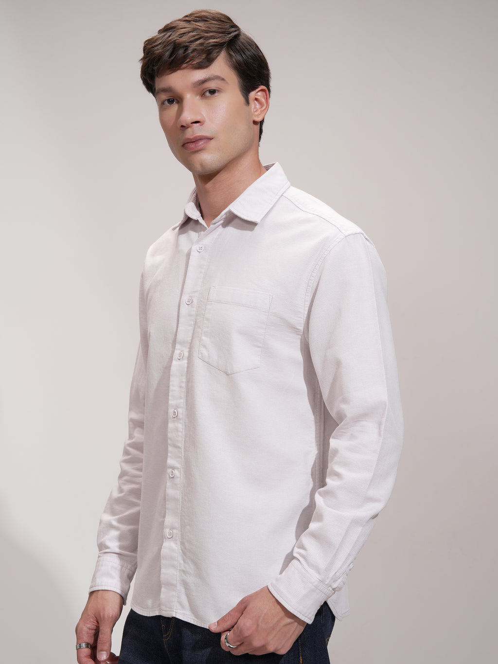 Highlander Men Pink Self Design Relaxed Fit Casual Shirt - Pink - Image 4