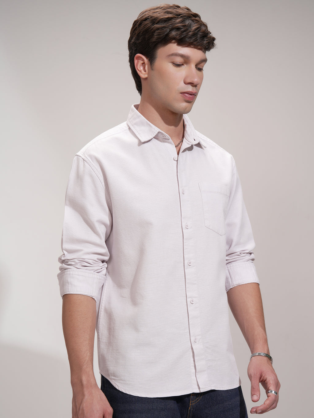 Highlander Men Pink Self Design Relaxed Fit Casual Shirt - Pink - Image 6