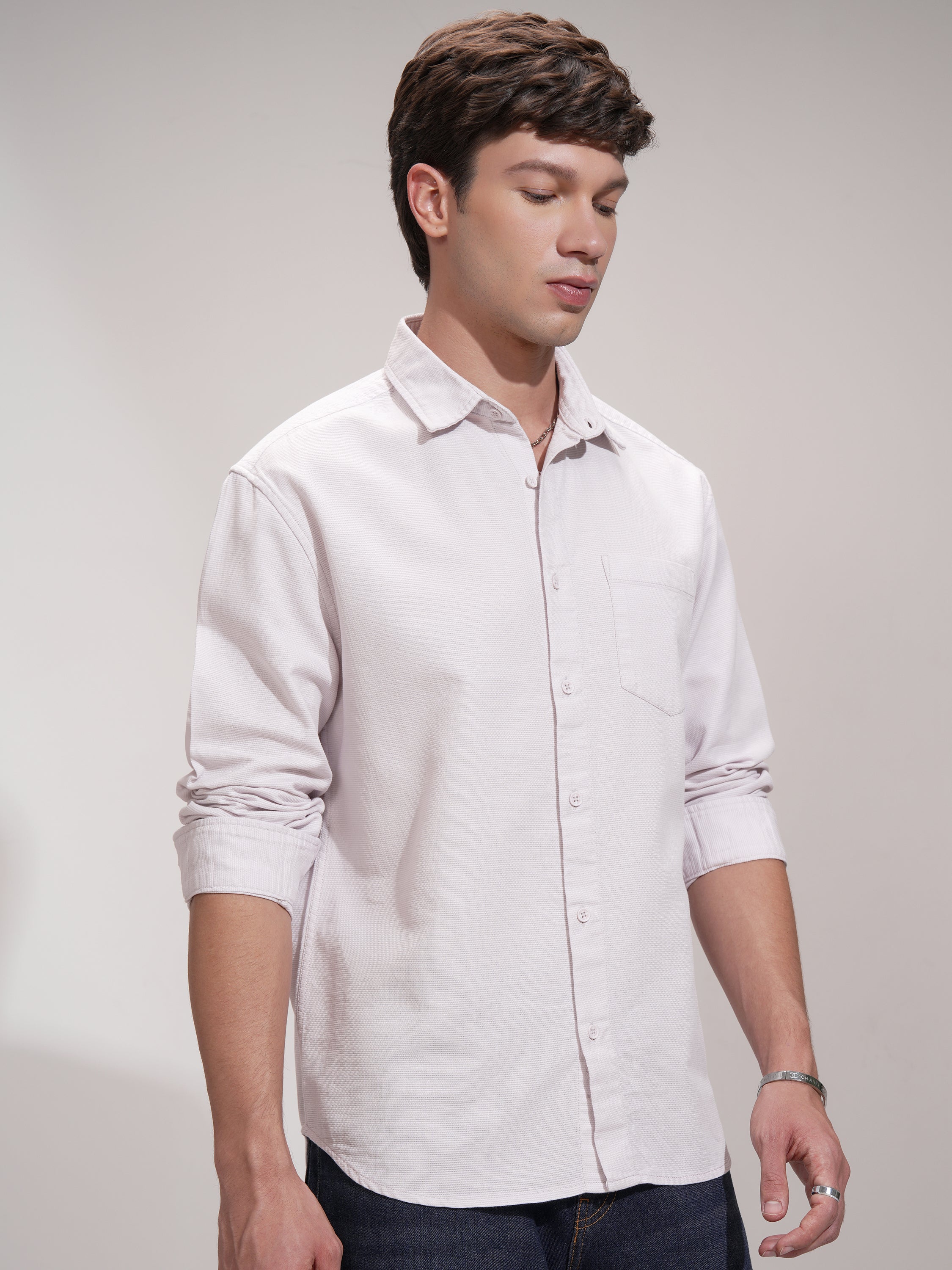 Highlander Men Pink Self Design Relaxed Fit Casual Shirt - Pink - Image 6