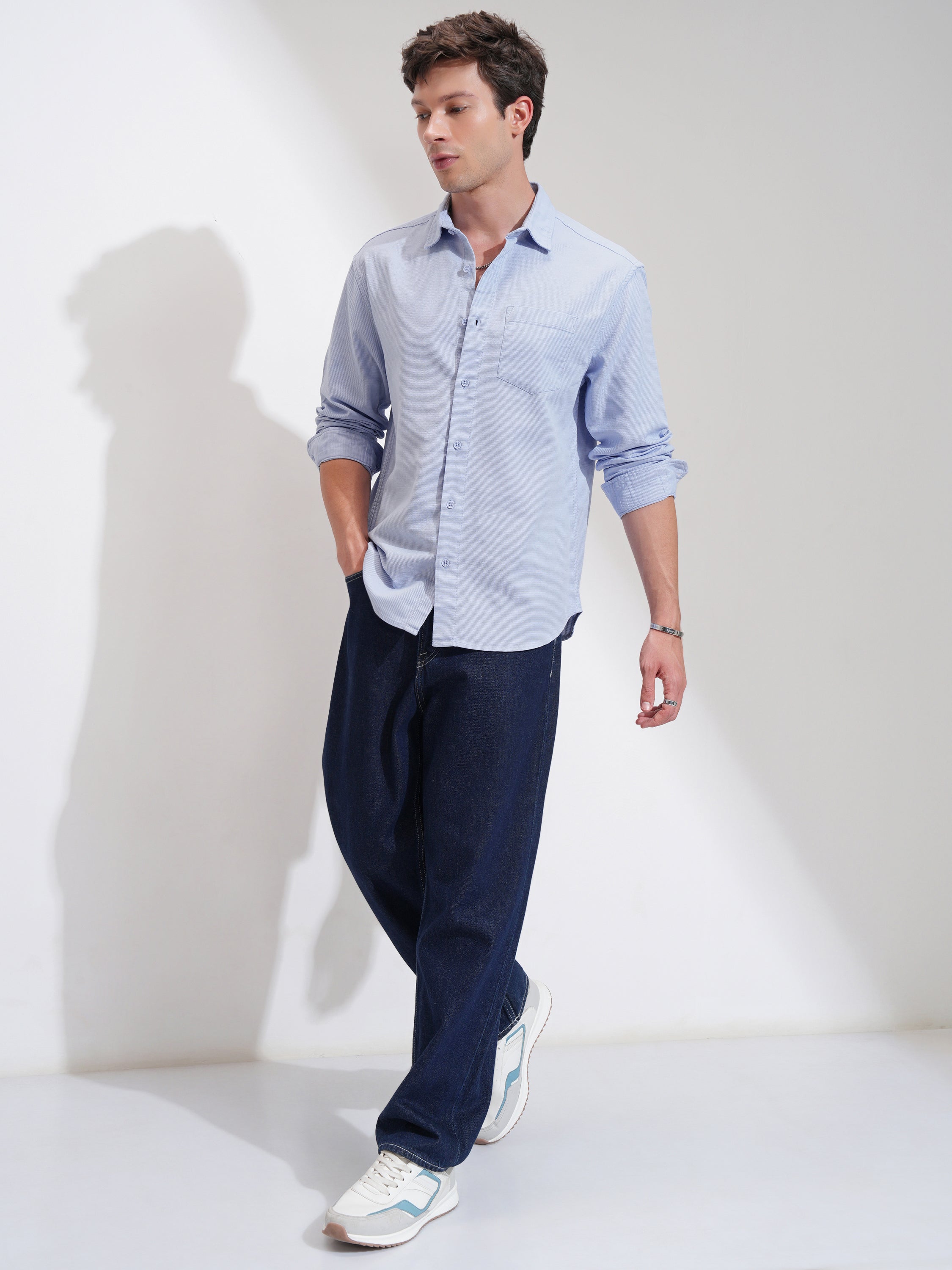 Highlander Men Blue Solid Relaxed Fit Casual Shirt - Blue - Image 2