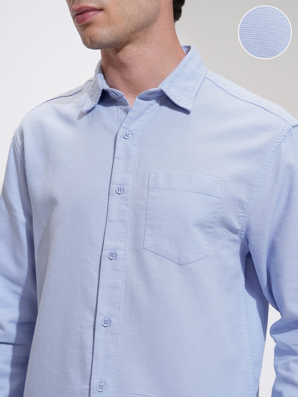 Highlander Men Blue Solid Relaxed Fit Casual Shirt - Blue - Image 5