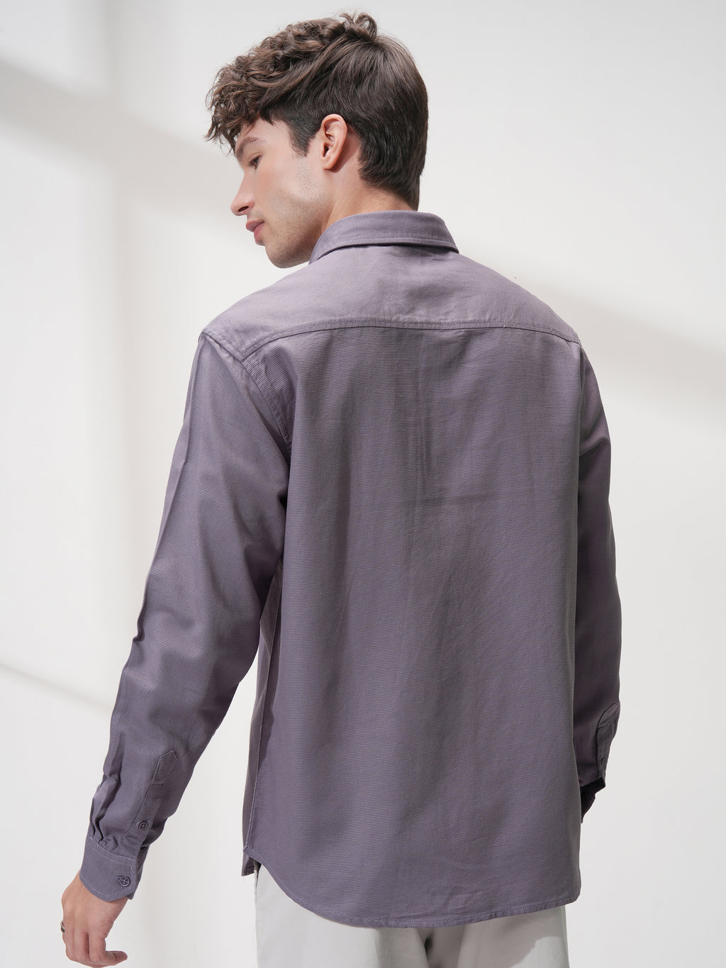 Highlander Men Purple Solid Relaxed Fit Casual Shirt - Purple - Image 3