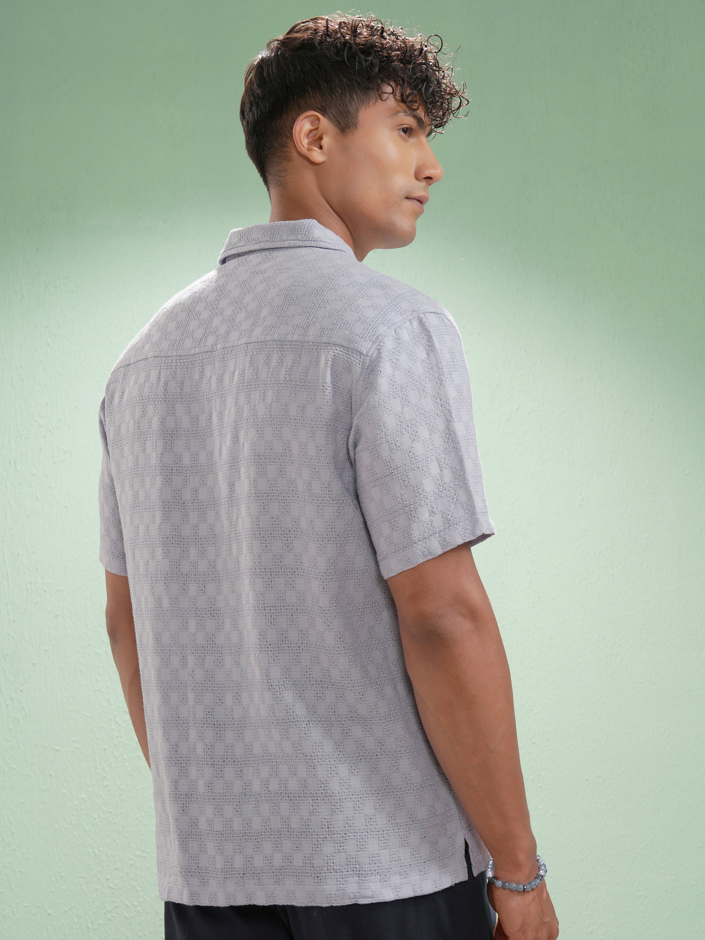 Highlander Men Lavender Self Design Relaxed Fit Casual Shirt - Lavender - Image 3