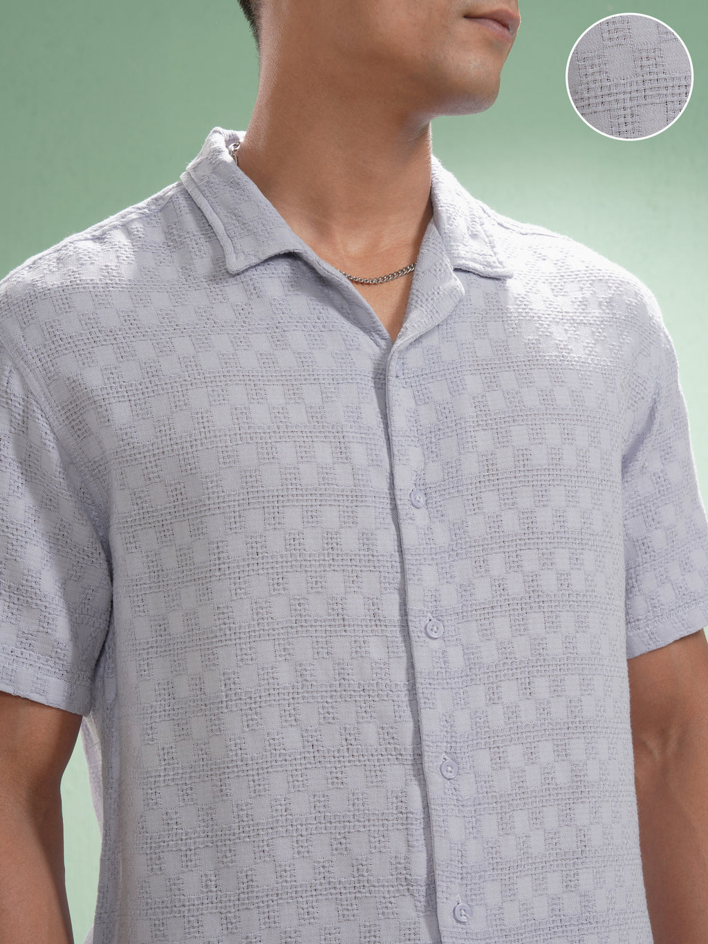 Highlander Men Lavender Self Design Relaxed Fit Casual Shirt - Lavender - Image 5