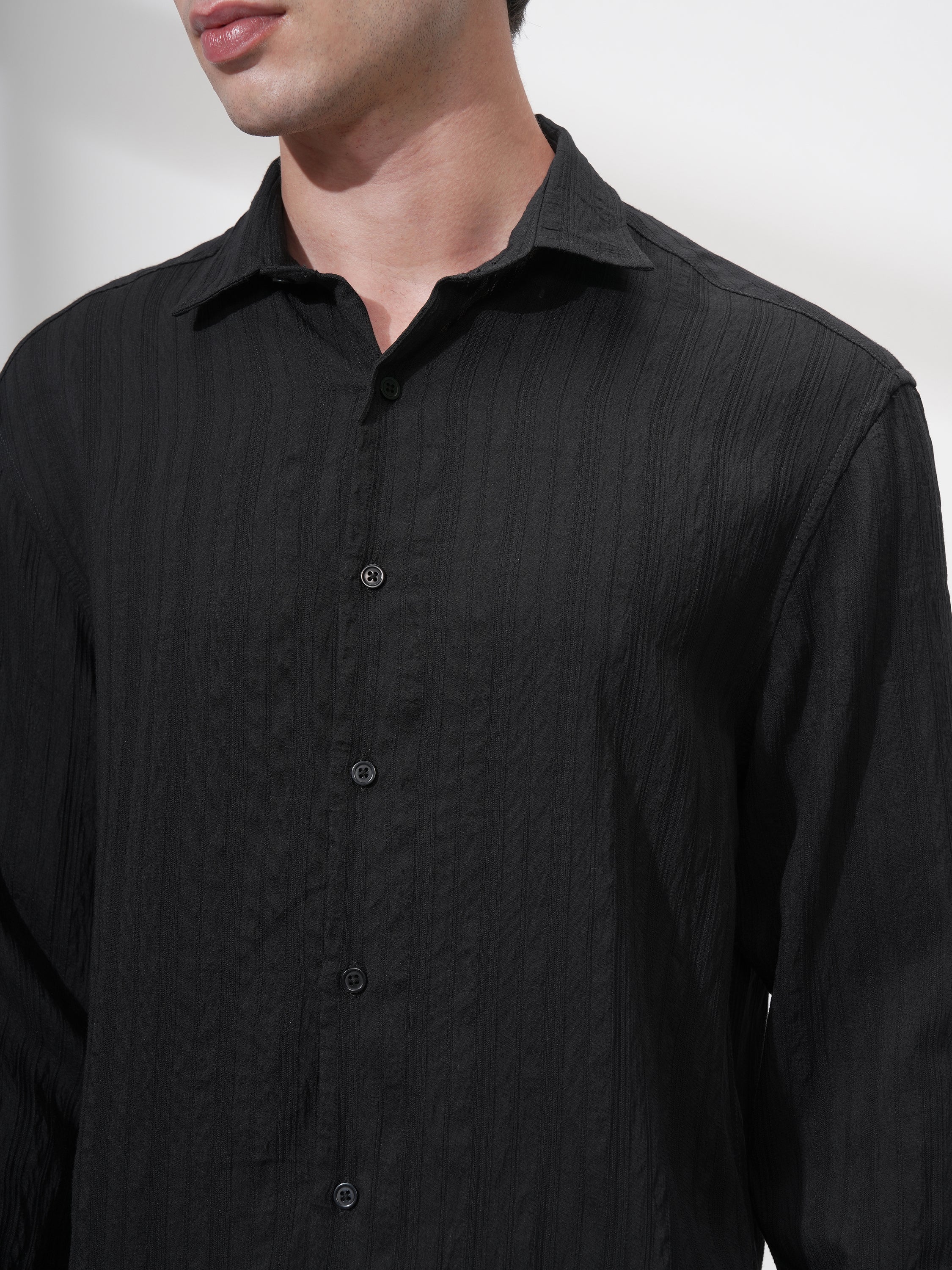Highlander Men Black Striped Relaxed Fit Casual Shirt - Black - Image 5