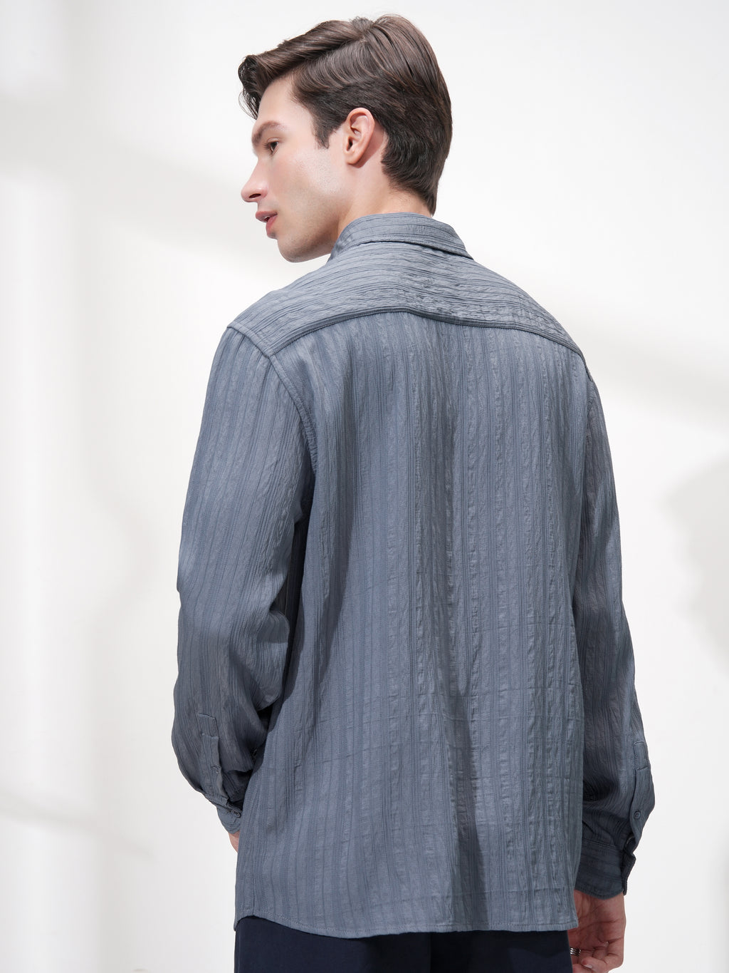 Highlander Men Blue Striped Relaxed Fit Casual Shirt - Blue - Image 3