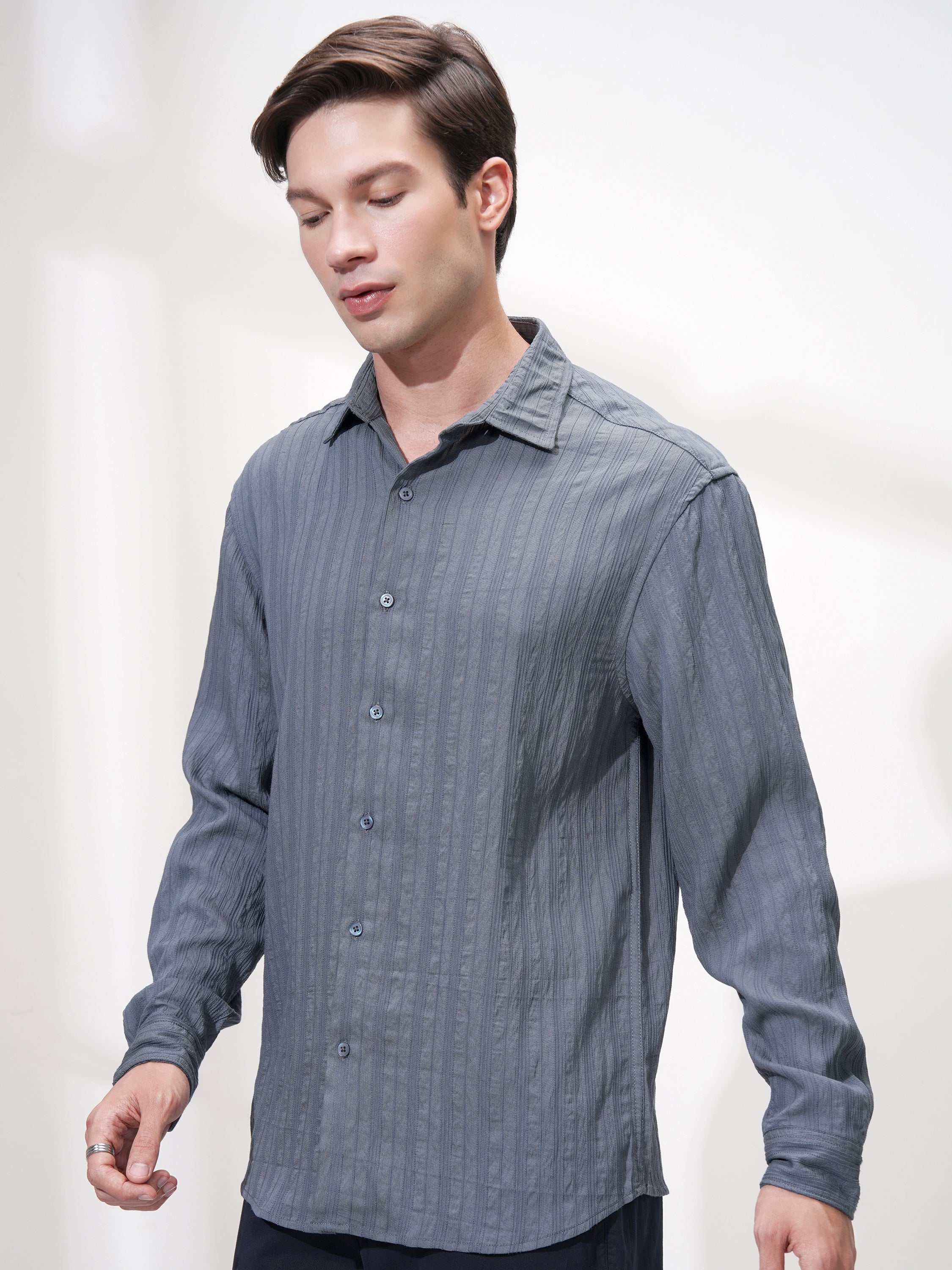 Highlander Men Blue Striped Relaxed Fit Casual Shirt - Blue - Image 4