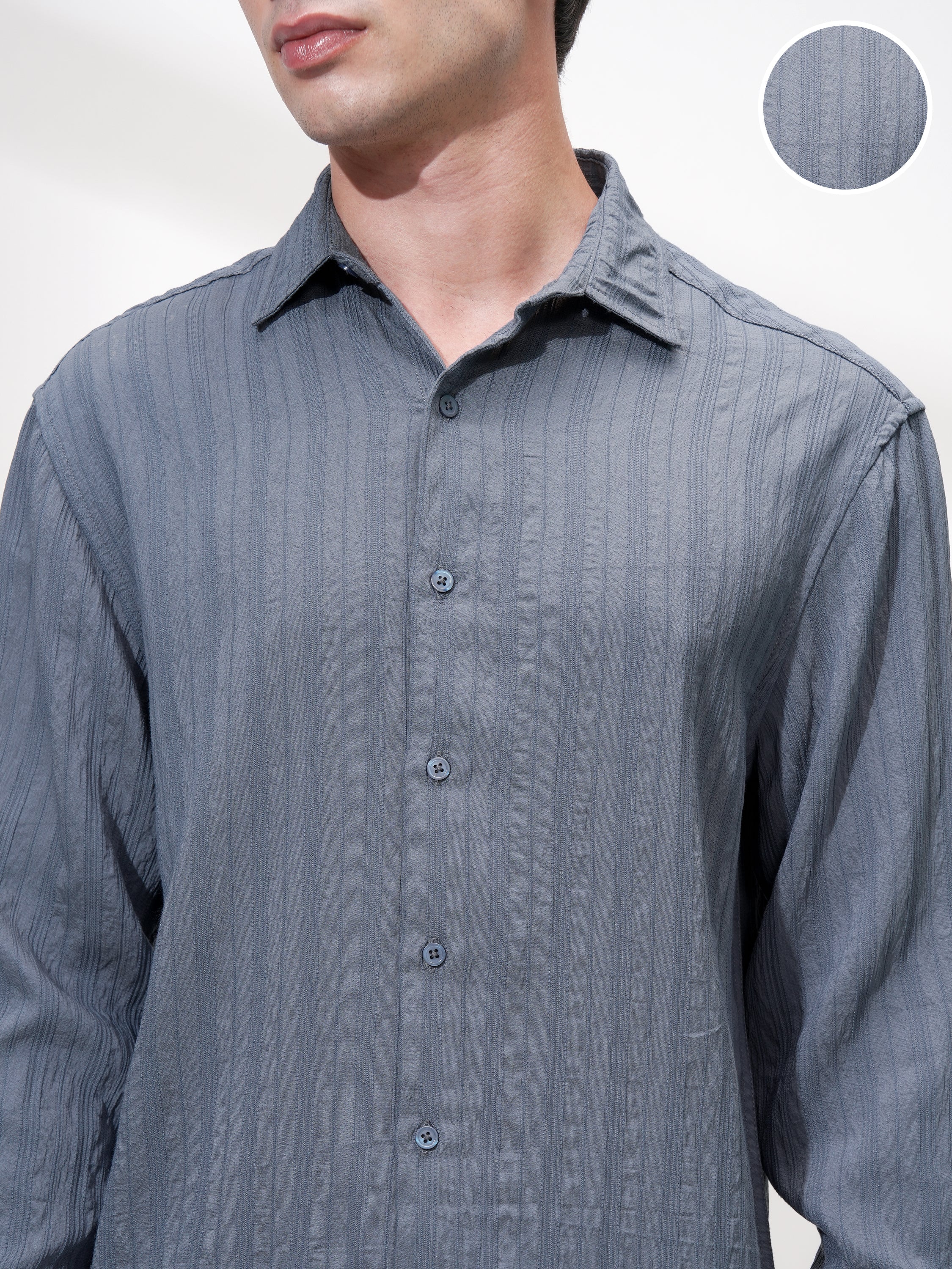 Highlander Men Blue Striped Relaxed Fit Casual Shirt - Blue - Image 5