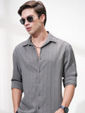 Highlander Men Grey Striped Relaxed Fit Casual Shirt - Grey - Image 1