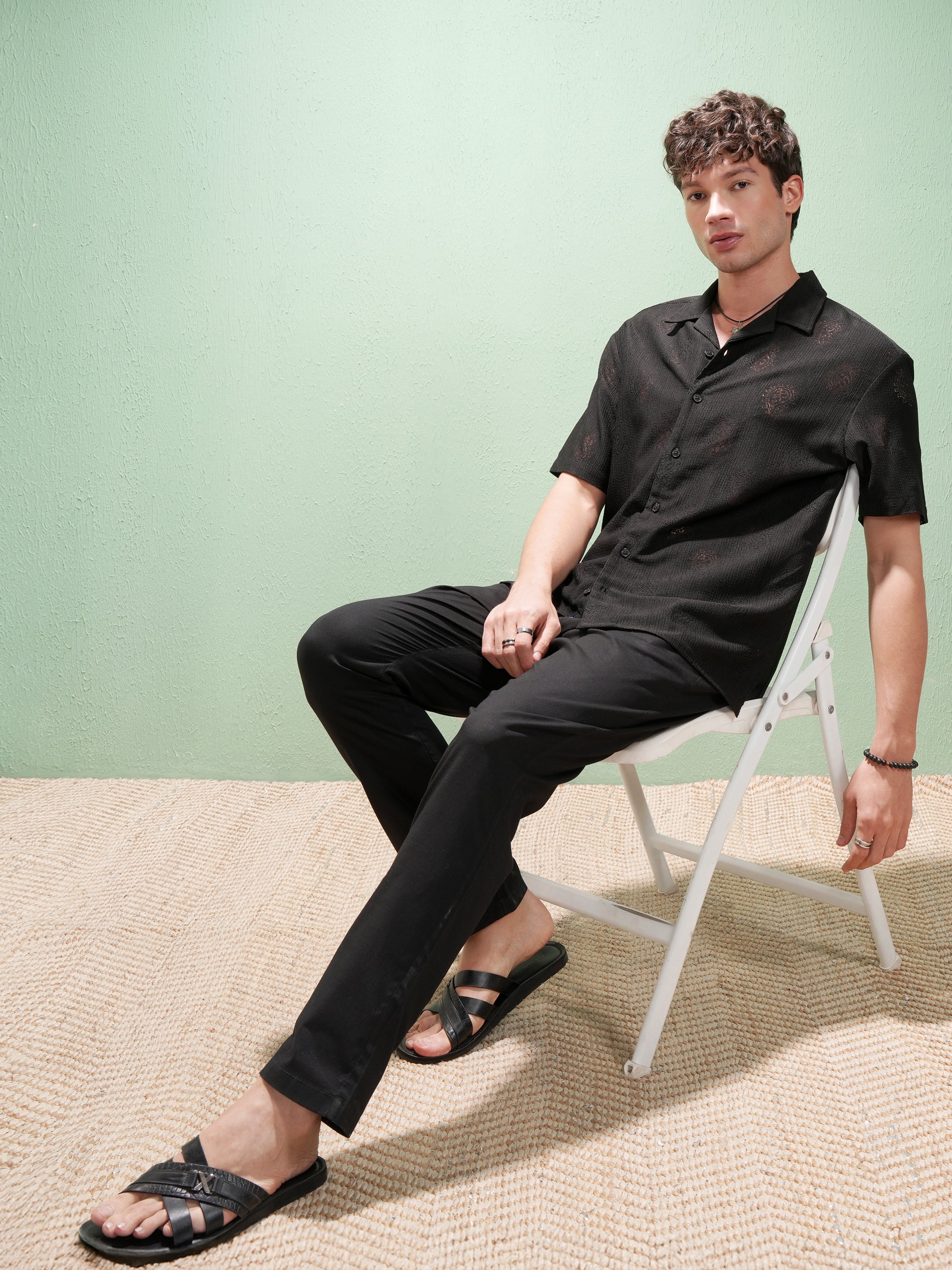 Highlander Men Black Printed Relaxed Fit Casual Shirt - Black - Image 2