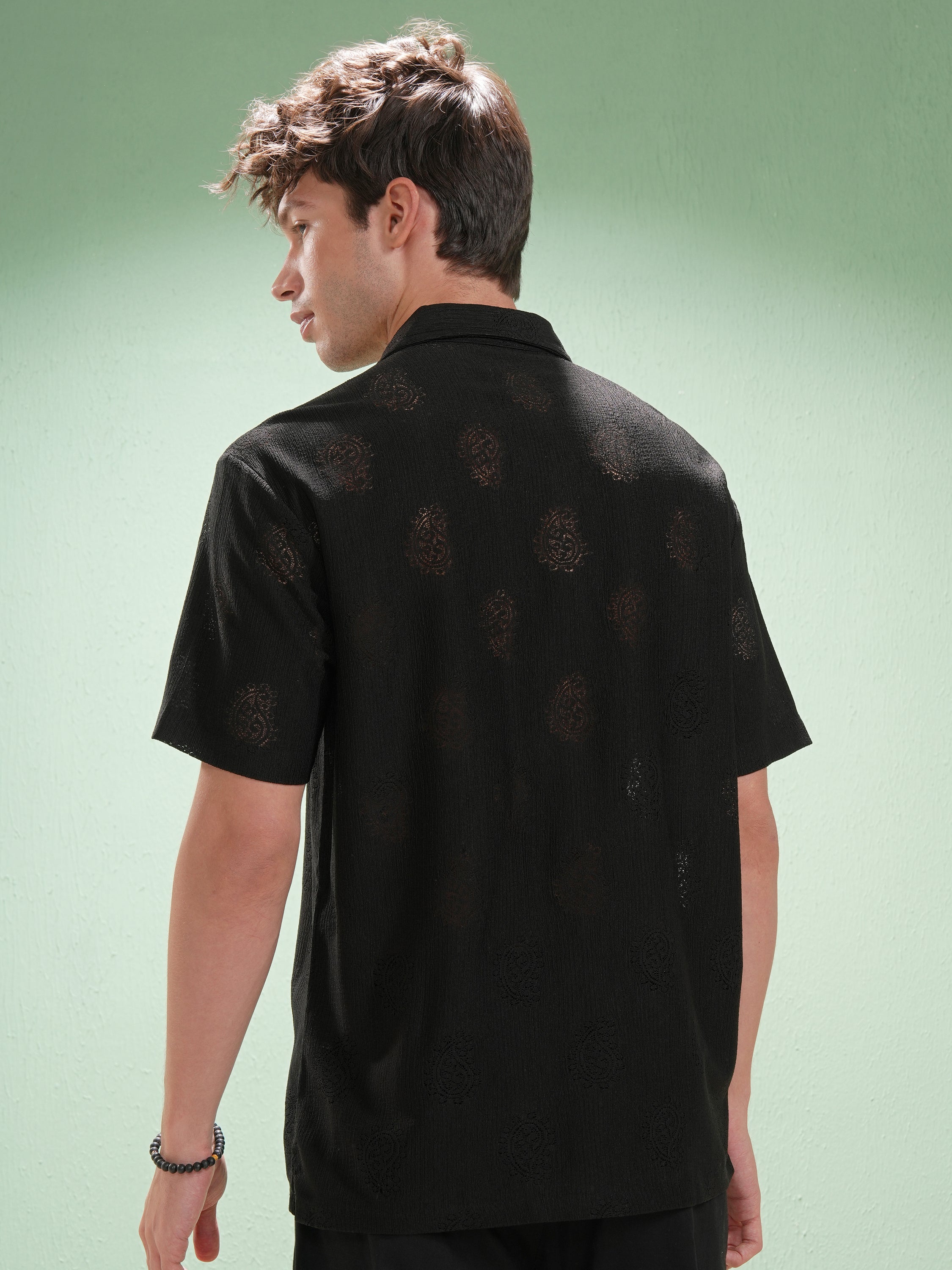 Highlander Men Black Printed Relaxed Fit Casual Shirt - Black - Image 3