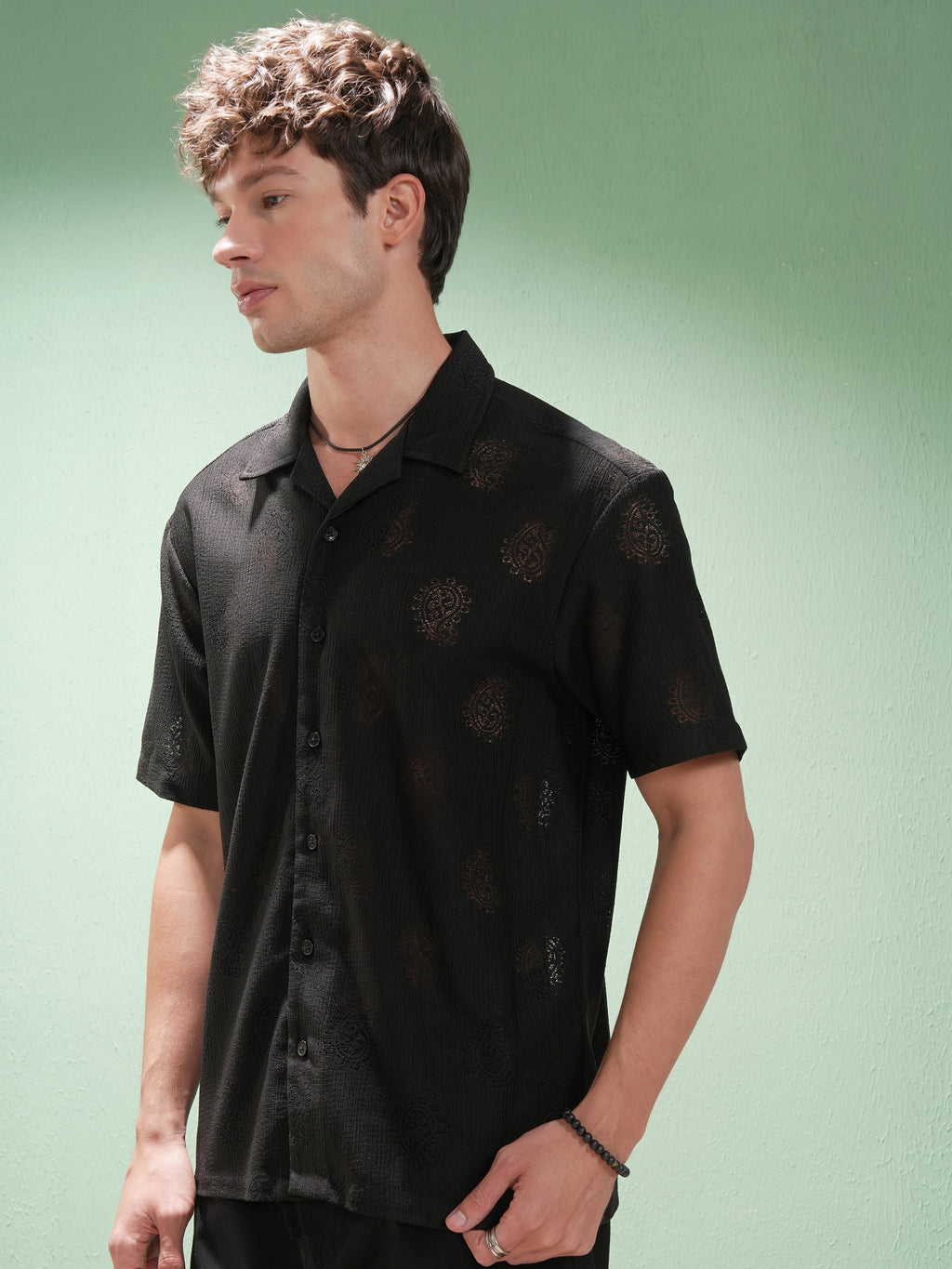 Highlander Men Black Printed Relaxed Fit Casual Shirt - Black - Image 4