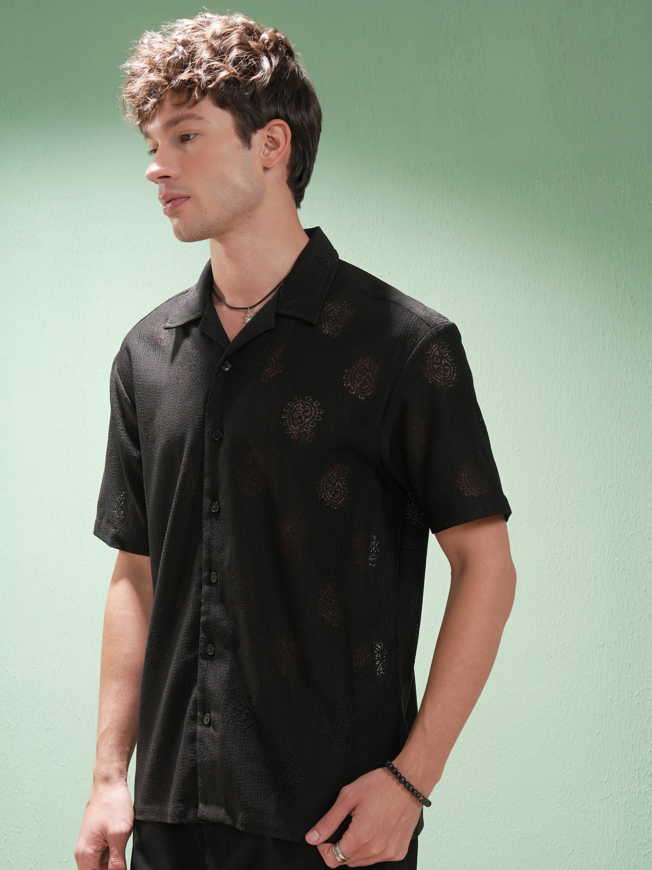 Highlander Men Black Printed Relaxed Fit Casual Shirt - Black - Image 4